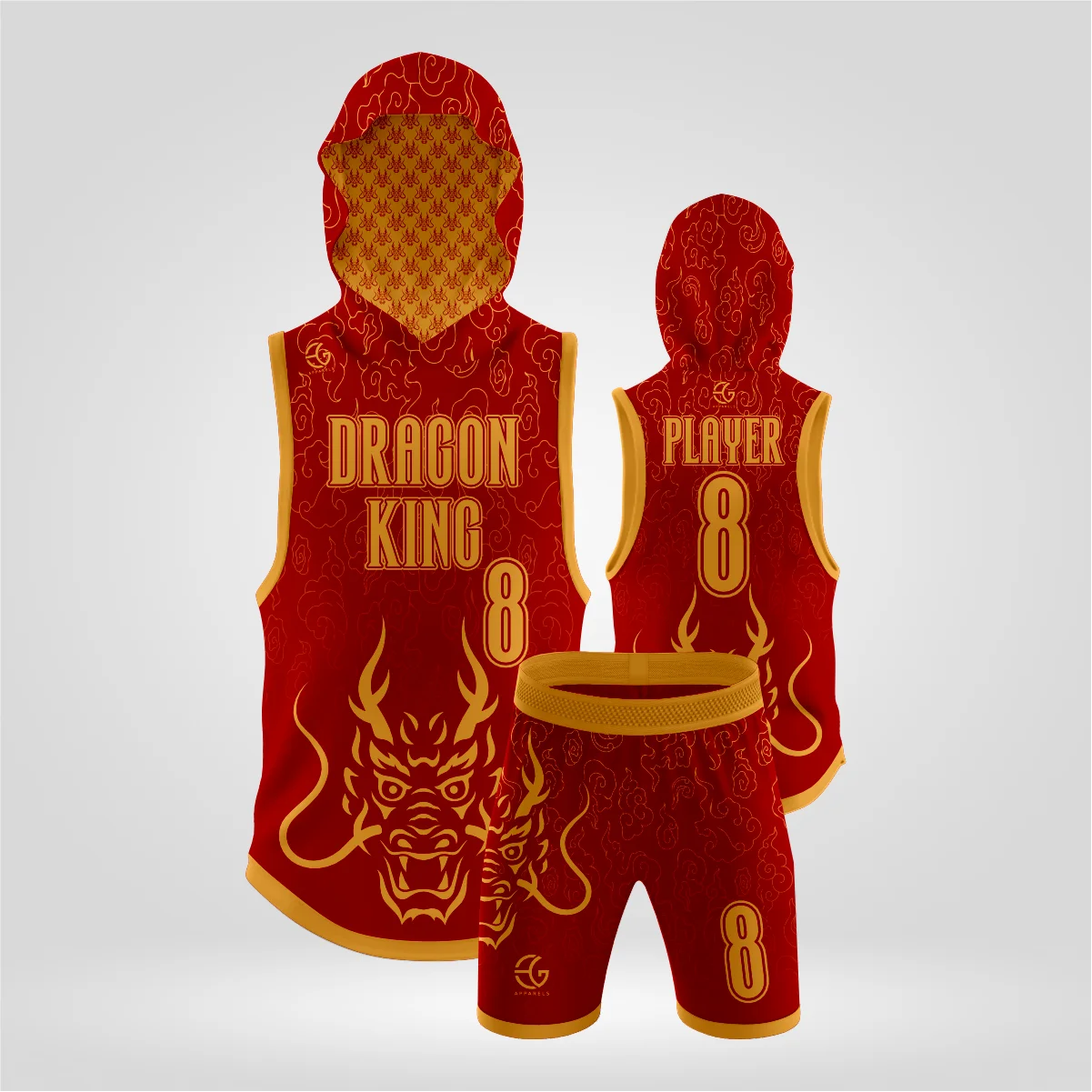 dragon king 1 Custom Dragon King 7v7 hooded jersey and shorts