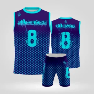 Glowers custom 7v7 jersey and shorts front and back, purple to cyan gradient