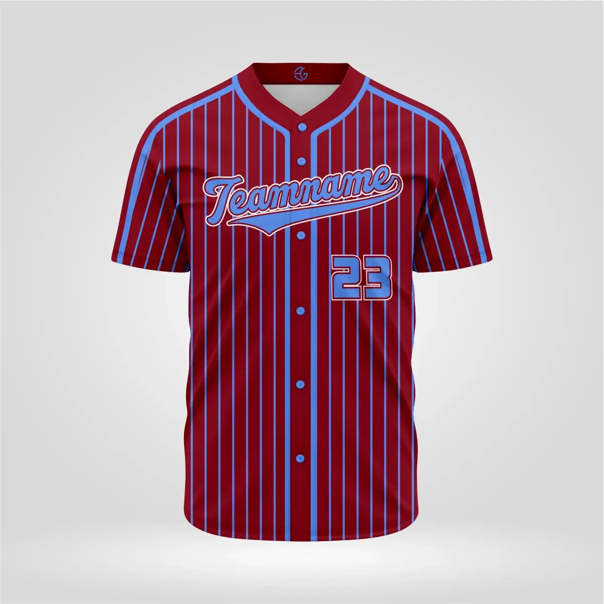 pin stripe with side stripe design 1 Custom pinstripe baseball jersey with contrast shoulder panels and player number 23