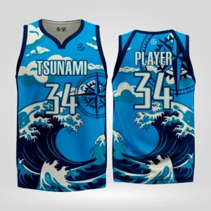 Custom basketball jersey back view with player name and number 34