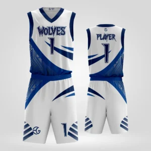 Custom basketball uniform back view with player name and number 1