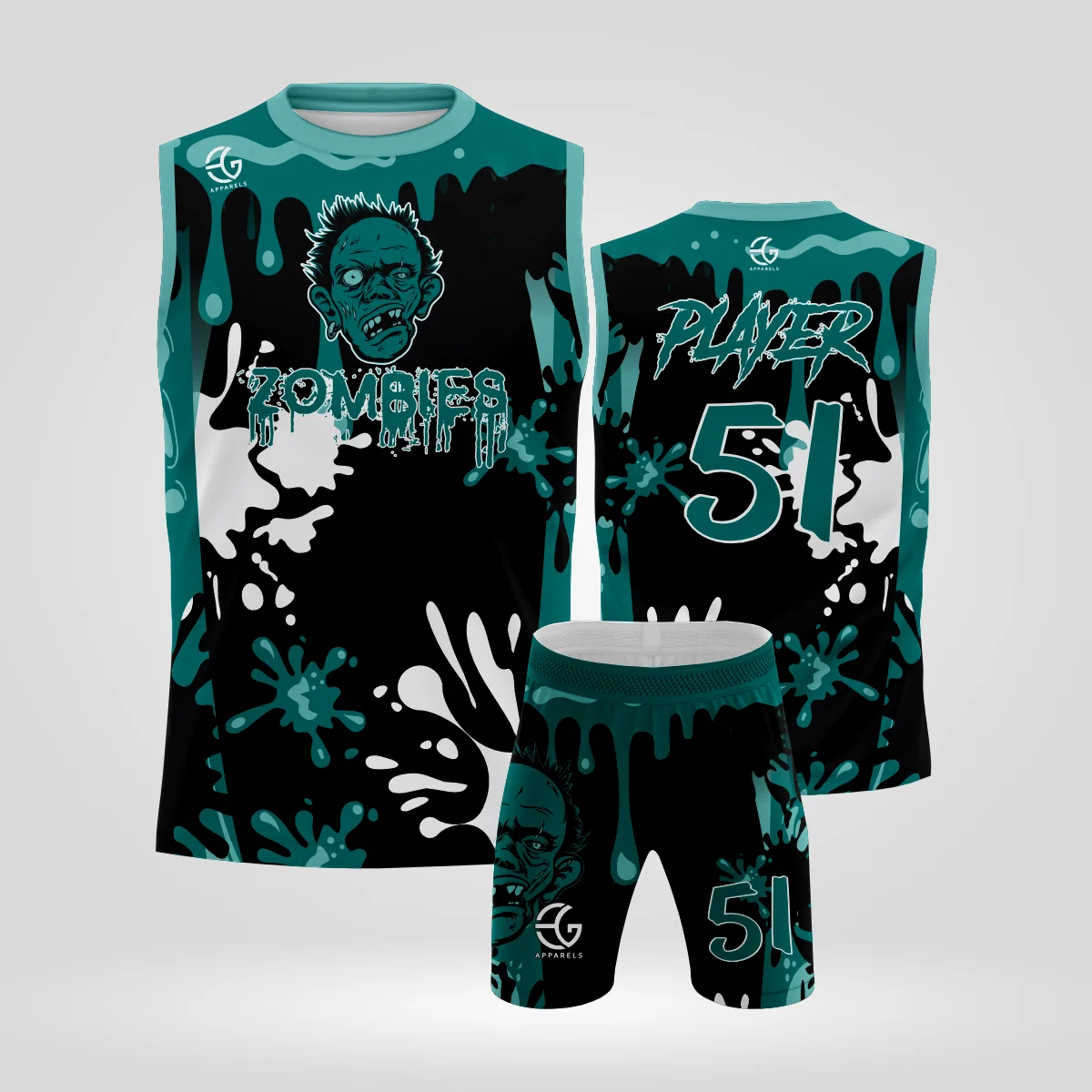 zombies 1 Zombies custom 7v7 jersey front and back with drip design