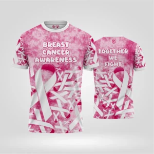 Custom breast cancer awareness shirt with Together We Fight message on the back